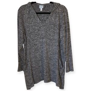 SUNDAY RAYON BLEND HOODED V NECK TOP